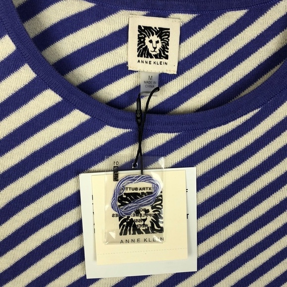 NEW Anne Klein Striped Knit Pullover Top - Picture 4 of 7